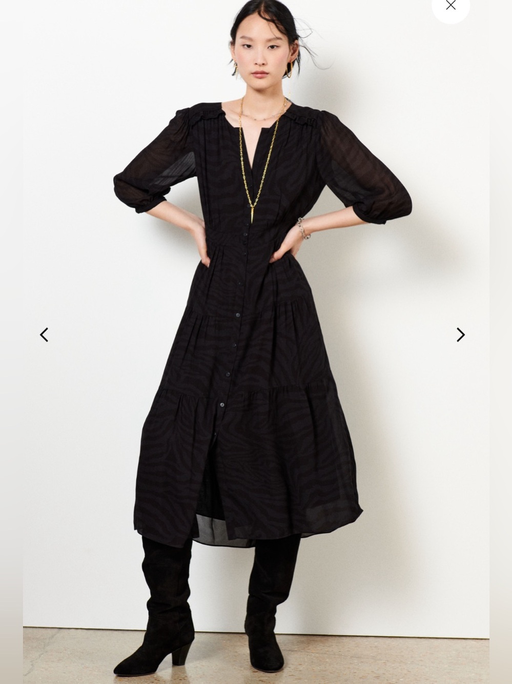 ba&sh samie midi dress black size extra small